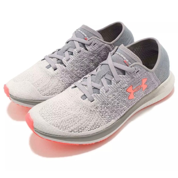 gray and pink under armour shoes